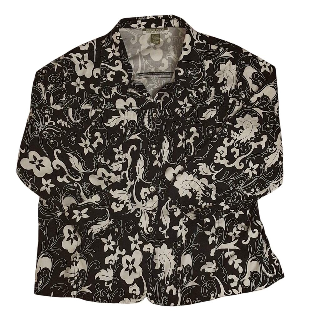 Mirror Image button up floral pattern blouse Size Large